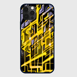 Чехол для iPhone 12 Pro Yellow and white abstraction, цвет: 3D-черный