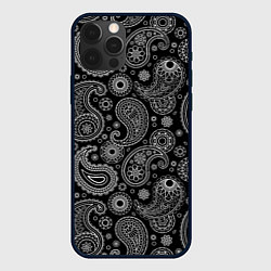 Чехол для iPhone 12 Pro Пейсли на черном, цвет: 3D-черный