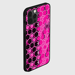 Чехол для iPhone 12 Pro Техно-киберпанк шестиугольники розовый и чёрный с, цвет: 3D-черный — фото 2