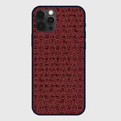 Чехол для iPhone 12 Pro Тёмный красно-коричневый узорный, цвет: 3D-черный