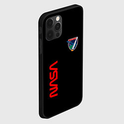 Чехол для iPhone 12 Pro Nasa space logo steel, цвет: 3D-черный — фото 2