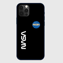 Чехол для iPhone 12 Pro NASA logo usa space, цвет: 3D-черный