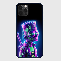 Чехол для iPhone 12 Pro Bart Simpson cyber ninja - neon glow, цвет: 3D-черный