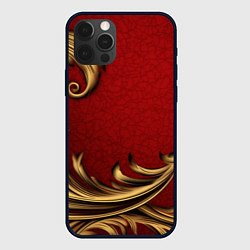 Чехол iPhone 12 Pro Классический золотой узор на красном бархате