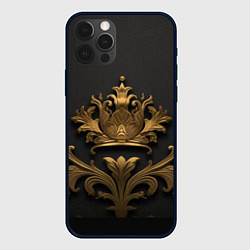 Чехол для iPhone 12 Pro Объемная золотая корона с узорами, цвет: 3D-черный