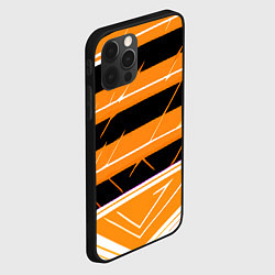 Чехол для iPhone 12 Pro Чёрно-белые полосы на оранжевом фоне, цвет: 3D-черный — фото 2
