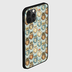 Чехол для iPhone 12 Pro Совы птицы паттерн, цвет: 3D-черный — фото 2