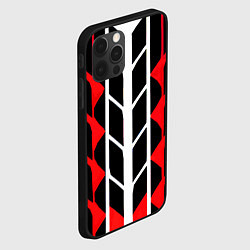 Чехол для iPhone 12 Pro White and red lines on a black background, цвет: 3D-черный — фото 2