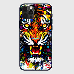 Чехол для iPhone 12 Pro Орнаментальный тигр - нейросеть, цвет: 3D-черный