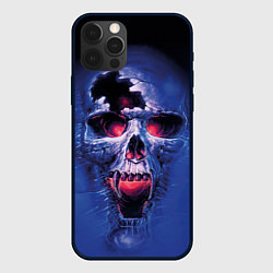 Чехол iPhone 12 Pro Череп разъяренный кричащий - blue skull