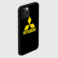 Чехол для iPhone 12 Pro Mitsubishi logo yelow, цвет: 3D-черный — фото 2