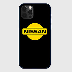 Чехол для iPhone 12 Pro Nissan yellow logo, цвет: 3D-черный