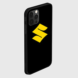 Чехол для iPhone 12 Pro Suzuki logo yellow, цвет: 3D-черный — фото 2