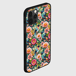 Чехол для iPhone 12 Pro Тропические птицы в цветах, цвет: 3D-черный — фото 2