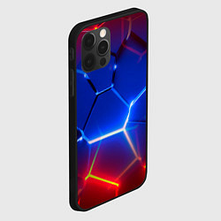 Чехол для iPhone 12 Pro Красные и синие неоновые плиты в разломе, цвет: 3D-черный — фото 2
