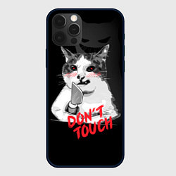 Чехол для iPhone 12 Pro Сердитый кот с ножом, цвет: 3D-черный