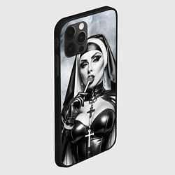 Чехол для iPhone 12 Pro Пошлая монахиня с чупа чупсом, цвет: 3D-черный — фото 2