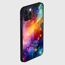 Чехол для iPhone 12 Pro Геометрический неоновый космос - нейросеть, цвет: 3D-черный — фото 2