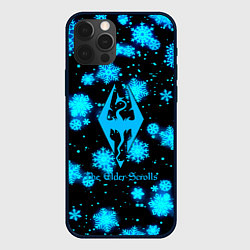 Чехол iPhone 12 Pro The Elder Scrolls logo winter