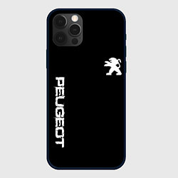 Чехол для iPhone 12 Pro Peugeot logo white, цвет: 3D-черный