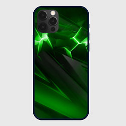 Чехол для iPhone 12 Pro Яркая зеленая объемная абстракция, цвет: 3D-черный