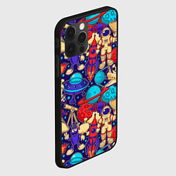 Чехол для iPhone 12 Pro Космические мультяшные персонажи, цвет: 3D-черный — фото 2