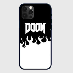 Чехол для iPhone 12 Pro Doom fire white, цвет: 3D-черный