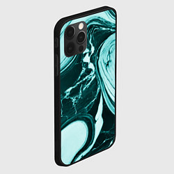 Чехол для iPhone 12 Pro Бирюзовый мрамор, цвет: 3D-черный — фото 2