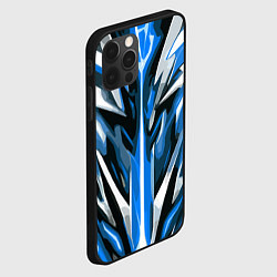 Чехол для iPhone 12 Pro Хаотичная сине-белая абстракция на чёрном фоне, цвет: 3D-черный — фото 2