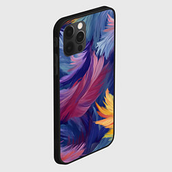 Чехол для iPhone 12 Pro Радужные перья, цвет: 3D-черный — фото 2