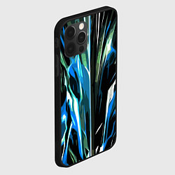 Чехол для iPhone 12 Pro Бело-синяя абстракция на чёрном фоне, цвет: 3D-черный — фото 2