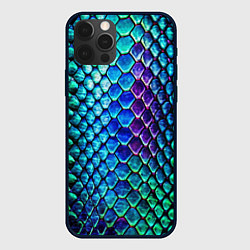 Чехол для iPhone 12 Pro Радужная кожа змеи, цвет: 3D-черный