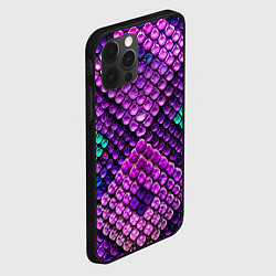 Чехол для iPhone 12 Pro Фиолетовая текстурная кожа змеи, цвет: 3D-черный — фото 2