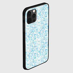 Чехол для iPhone 12 Pro Дудл - паттерн звери рисованные лайнарт, цвет: 3D-черный — фото 2