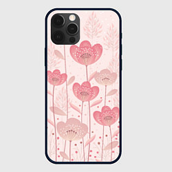 Чехол iPhone 12 Pro Абстрактные цветы в розовом