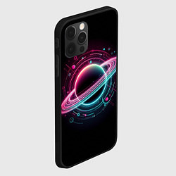 Чехол для iPhone 12 Pro Неоновый Сатурн, цвет: 3D-черный — фото 2