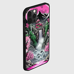 Чехол для iPhone 12 Pro Японские горы и водопад, цвет: 3D-черный — фото 2
