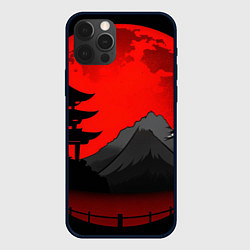 Чехол для iPhone 12 Pro Гора японии на фоне заката, цвет: 3D-черный