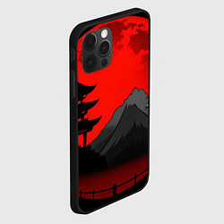 Чехол для iPhone 12 Pro Гора японии на фоне заката, цвет: 3D-черный — фото 2