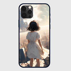 Чехол для iPhone 12 Pro Аниме девушка в белом платье, цвет: 3D-черный