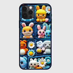 Чехол для iPhone 12 Pro Пэчворк с зайцами, цвет: 3D-черный