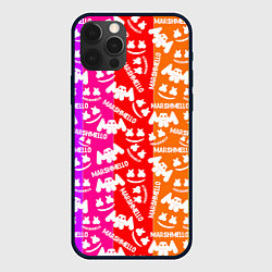 Чехол для iPhone 12 Pro Marshmello rainbow, цвет: 3D-черный