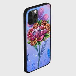 Чехол для iPhone 12 Pro Алина объемные розы, цвет: 3D-черный — фото 2