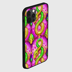 Чехол для iPhone 12 Pro Желто-зеленые змеи паттерн, цвет: 3D-черный — фото 2