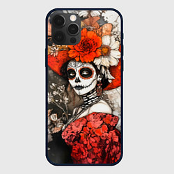 Чехол для iPhone 12 Pro Катрина в красном, цвет: 3D-черный