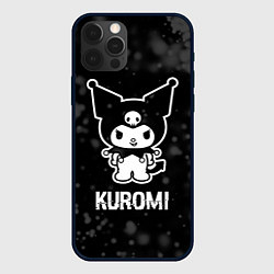 Чехол iPhone 12 Pro Kuromi glitch на темном фоне