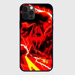 Чехол iPhone 12 Pro Skyrim red storm logo