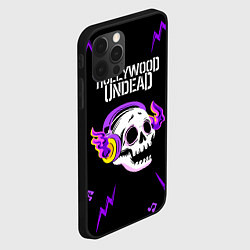 Чехол для iPhone 12 Pro Hollywood Undead неоновый череп, цвет: 3D-черный — фото 2