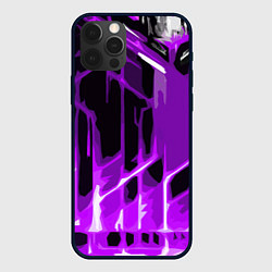 Чехол для iPhone 12 Pro Abstract purple stripes on a black background, цвет: 3D-черный