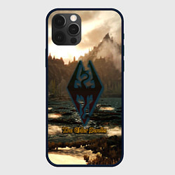 Чехол iPhone 12 Pro Skyrim logo природа